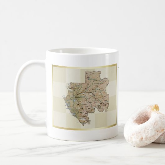 ガボンの旗と地図のマグカップ コーヒーマグカップ (ドーナツ)