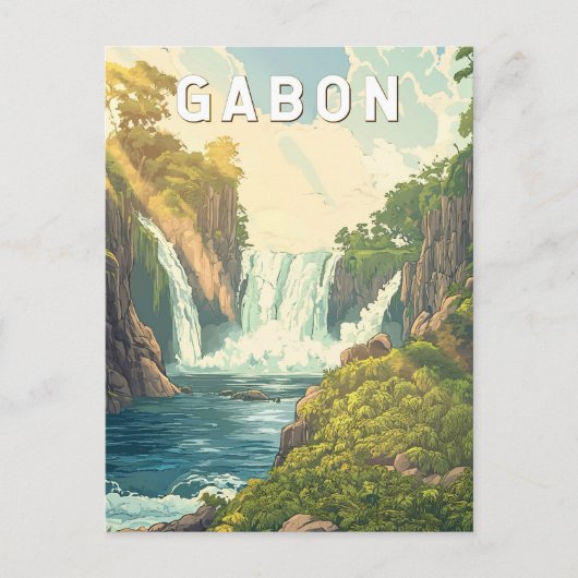 ガボンイラストレーショントラベルアートヴィンテージ ポストカード (正面)