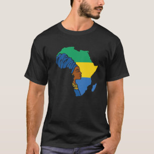 ガボンガボン国旗アフリカの地図エスニック伝統ブラ Tシャツ