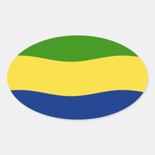 ガボン国旗ステッカー 楕円形シール (正面)
