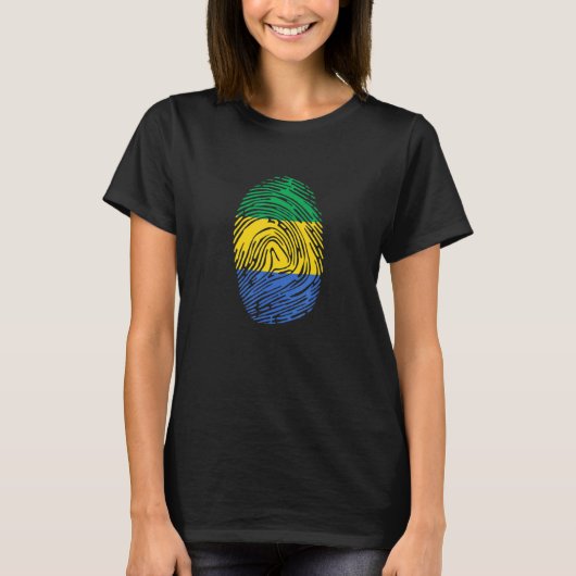 ガボン国旗フィンガープリントDNA Tシャツ (正面)