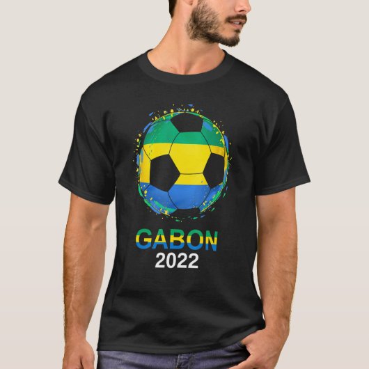 ガボン国旗2022サポーター・ガボンのサッカーチームGab Tシャツ (正面)
