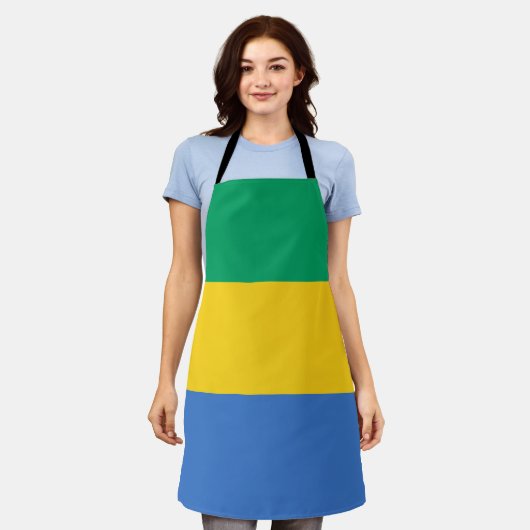 ガボン国旗 エプロン (着用した状態)