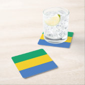 ガボン国旗 スクエアペーパーコースター (インサイチュ)