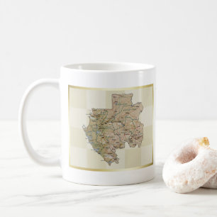 ガボン国旗+地図マグカップ コーヒーマグカップ