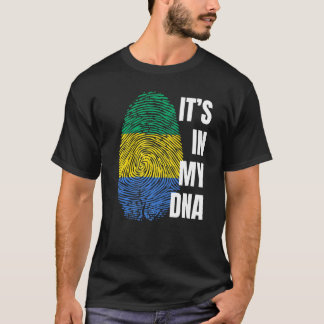ガボン国旗Dna指紋ブラック履歴月1 Tシャツ