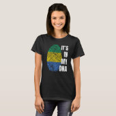 ガボン国旗Dna指紋ブラック履歴月1 Tシャツ (正面フル)