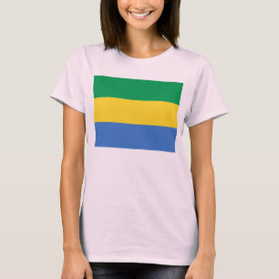 ガボン国旗x地図Tシャツ Tシャツ