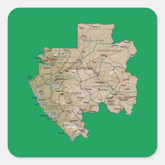 ガボン地図シール スクエアシール (正面)