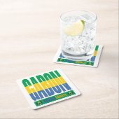 ガボン文字デザイン国旗 スクエアペーパーコースター (インサイチュ)