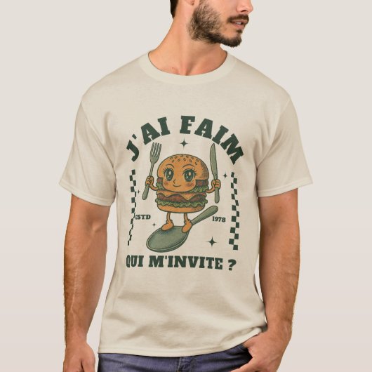 ガボン:お腹空いた人、誰か私を食事に誘ってください Tシャツ (正面)