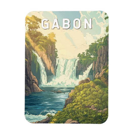 ガボン イラスト 旅行 アート ヴィンテージ マグネット (縦)