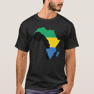 ガボン ガボン国旗 アフリカ 地図 民族 ヘリテージ 青 Tシャツ