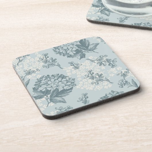 ガマズミ属の花が付いているレトロの花パターン コースター (左側)