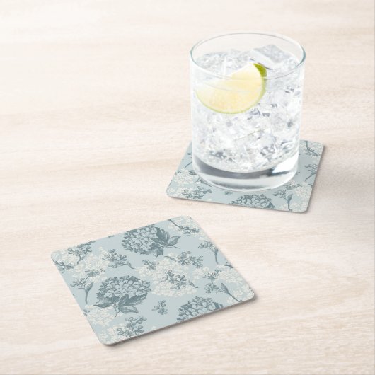 ガマズミ属の花が付いているレトロの花パターン スクエアペーパーコースター (インサイチュ)