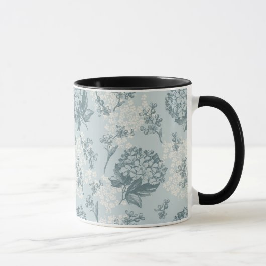 ガマズミ属の花が付いているレトロの花パターン マグカップ (右)