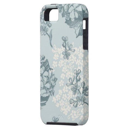 ガマズミ属の花が付いているレトロの花パターン Case-Mate iPhoneケース (裏面左)