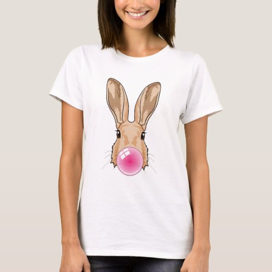 ガムを噛むウサギ Tシャツ (正面)