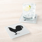 ガムコックのルースターシルエット ガラスコースター (アングル)