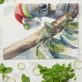 ガムツリーに座っているコアラ・サンタハット キッチンタオル (折り畳み)