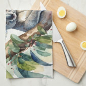 ガムツリーに座っているコアラ・サンタハット キッチンタオル (四つ折り)