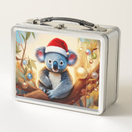 ガムツリーのクリスマスコアラのサンタハット メタルランチボックス