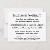 ガムテープおよび裂かれたボール紙のラベル 招待状 (裏面)