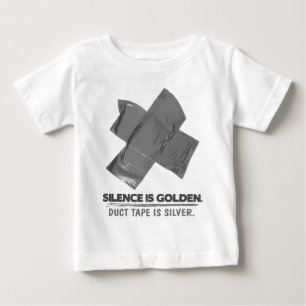 ガムテープ-沈黙は金ガムテープです銀です ベビーTシャツ