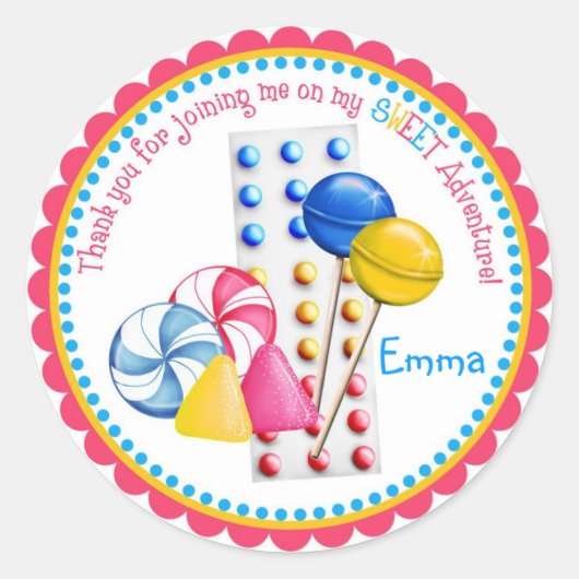 ガムドロップ、棒つきキャンデー、キャンディボタンシール ラウンドシール (正面)