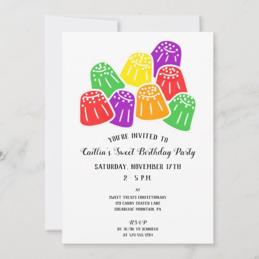 ガムドロッモダンプスキャンディ甘い誕生日パーティー 招待状 (正面)