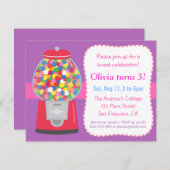 ガムボカラフルールマシンキャンディー主題パーティー 招待状 (正面/裏面)