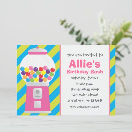 ガムボストライプのール機招待状 招待状 (スタンド正面)