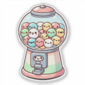 ガムボールマシン, 水彩画, ユニーク, カラフル シール (正面)