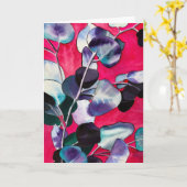 ガム葉水彩画 カード (黄色い花)