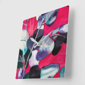 ガム葉水彩画 スクエア壁時計 (傾斜)