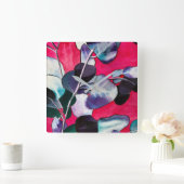 ガム葉水彩画 スクエア壁時計 (ホーム)