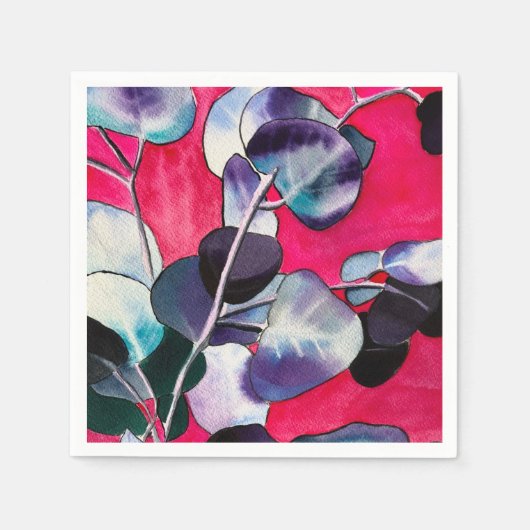 ガム葉水彩画 スタンダードカクテルナプキン (正面)