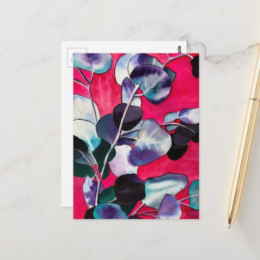 ガム葉水彩画 ポストカード (正面/裏面インサイチュ)