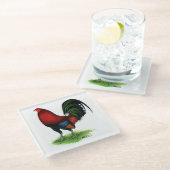 ガメコック：濃い赤 ガラスコースター (アングル)