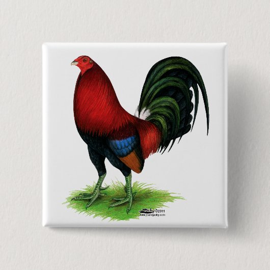 ガメコック：濃い赤 缶バッジ (正面)