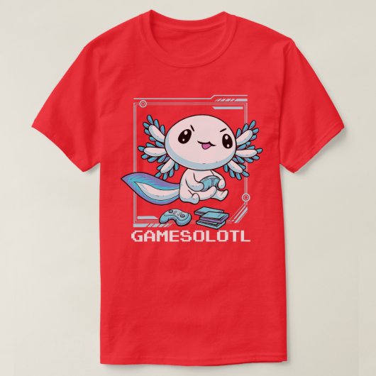 ガメソロテルアクソロトル遊フィッシュズビデオゲームズLizar Tシャツ (デザイン正面)