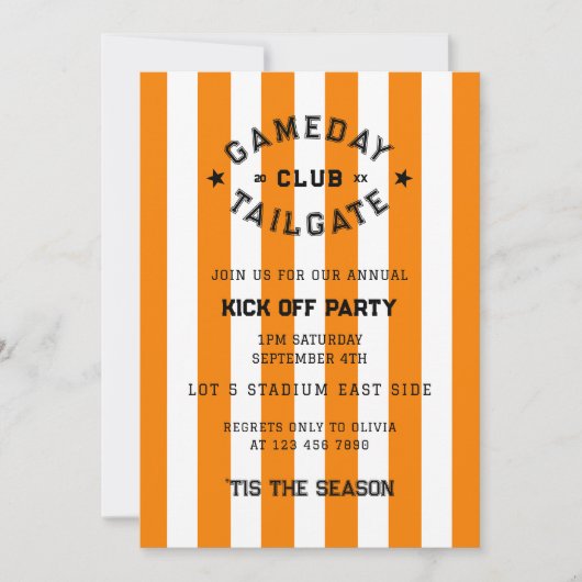 ガメダイテールゲートクラブキックオフパーティーオレンジチーム 招待状 (正面)