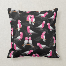 ガラのピンクのコッカトー模様 クッション