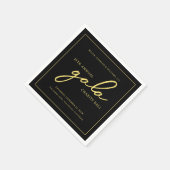 ガライベントチャリティファンドレイザーエレガントブラック金ゴールド スタンダードカクテルナプキン (角)