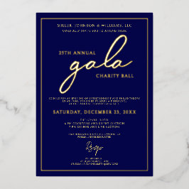 ガライベントチャリティファンドレイザーエレガントブルー金ゴールド 箔招待状