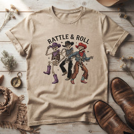 ガラガラと踊るスケルトンカウボーイズ ウエスタンダンス Tシャツ