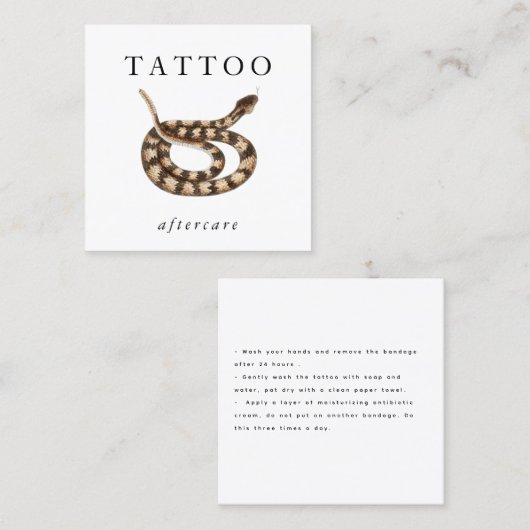 ガラガラのヘビのタトゥーのアフターケアの指示モダン スクエア名刺 (正面/裏面)