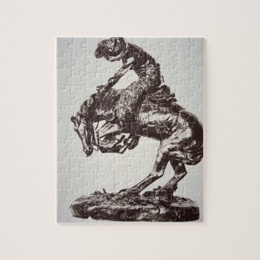 ガラガラヘビ1905年(青銅) (b/wの写真) ジグソーパズル (縦)