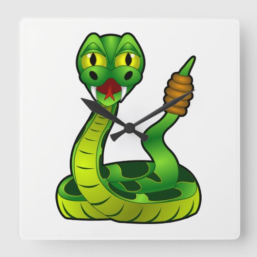 ガラガラヘビ スクエア壁時計 (正面)