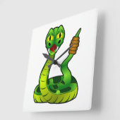 ガラガラヘビ スクエア壁時計 (傾斜)